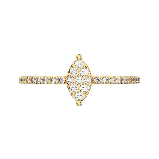 0.23 ct Round Cut Moissanite dainty Minimalist cluster marquise eye simple light 14K / 18K Solid Yellow Gold everyday ring