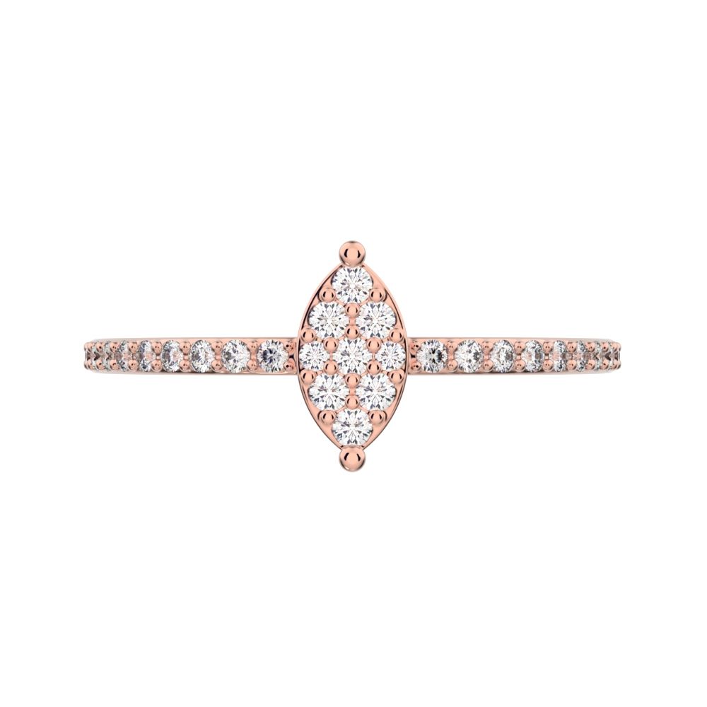 0.23 ct Round Cut Moissanite dainty Minimalist cluster marquise eye simple light 14K / 18K Solid Rose Gold everyday ring