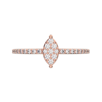 0.23 ct Round Cut Moissanite dainty Minimalist cluster marquise eye simple light 14K / 18K Solid Rose Gold everyday ring