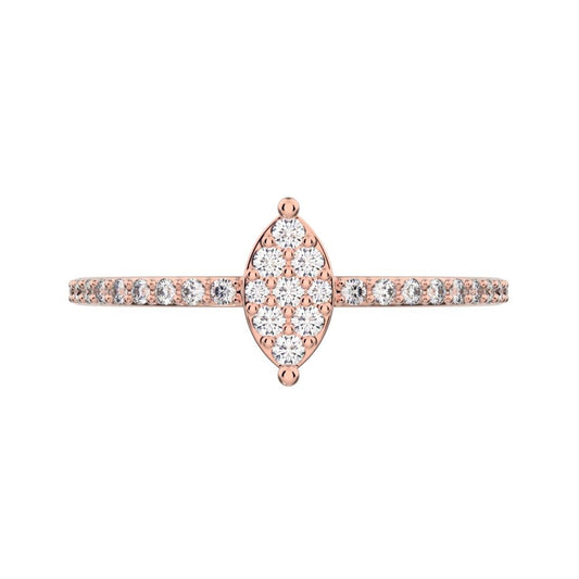 0.23 ct Round Cut Moissanite dainty Minimalist cluster marquise eye simple light 14K / 18K Solid Rose Gold everyday ring
