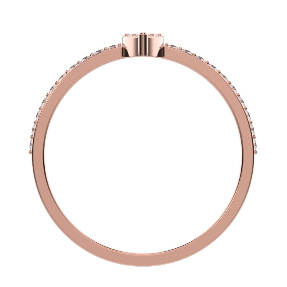 0.23 ct Round Cut Moissanite dainty Minimalist cluster marquise eye simple light 14K / 18K Solid Rose Gold everyday ring