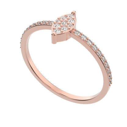 0.23 ct Round Cut Moissanite dainty Minimalist cluster marquise eye simple light 14K / 18K Solid Rose Gold everyday ring