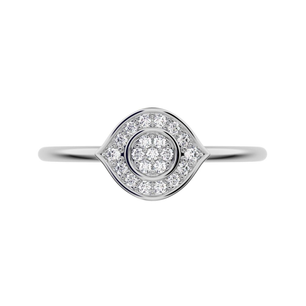 0.115 ct Round Cut Moissanite dainty Minimalist cluster eye halo light simple 14K / 18K Solid White Gold everyday ring