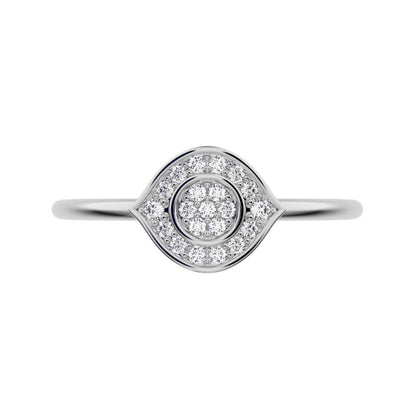 0.115 ct Round Cut Moissanite dainty Minimalist cluster eye halo light simple 14K / 18K Solid White Gold everyday ring