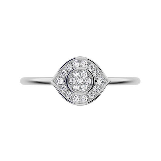 0.115 ct Round Cut Moissanite dainty Minimalist cluster eye halo light simple 14K / 18K Solid White Gold everyday ring
