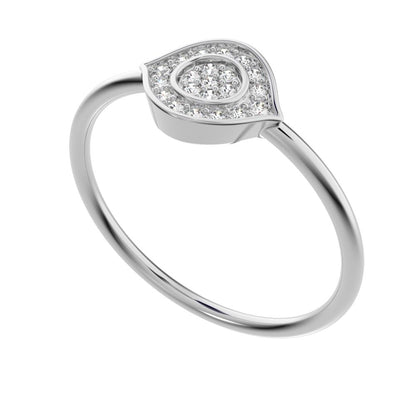 0.115 ct Round Cut Moissanite dainty Minimalist cluster eye halo light simple 14K / 18K Solid White Gold everyday ring