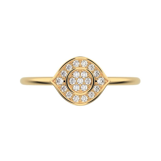 0.115 ct Round Cut Simulated Clear Diamond dainty Minimalist cluster eye halo light simple 14K / 18K Solid Yellow Gold everyday ring