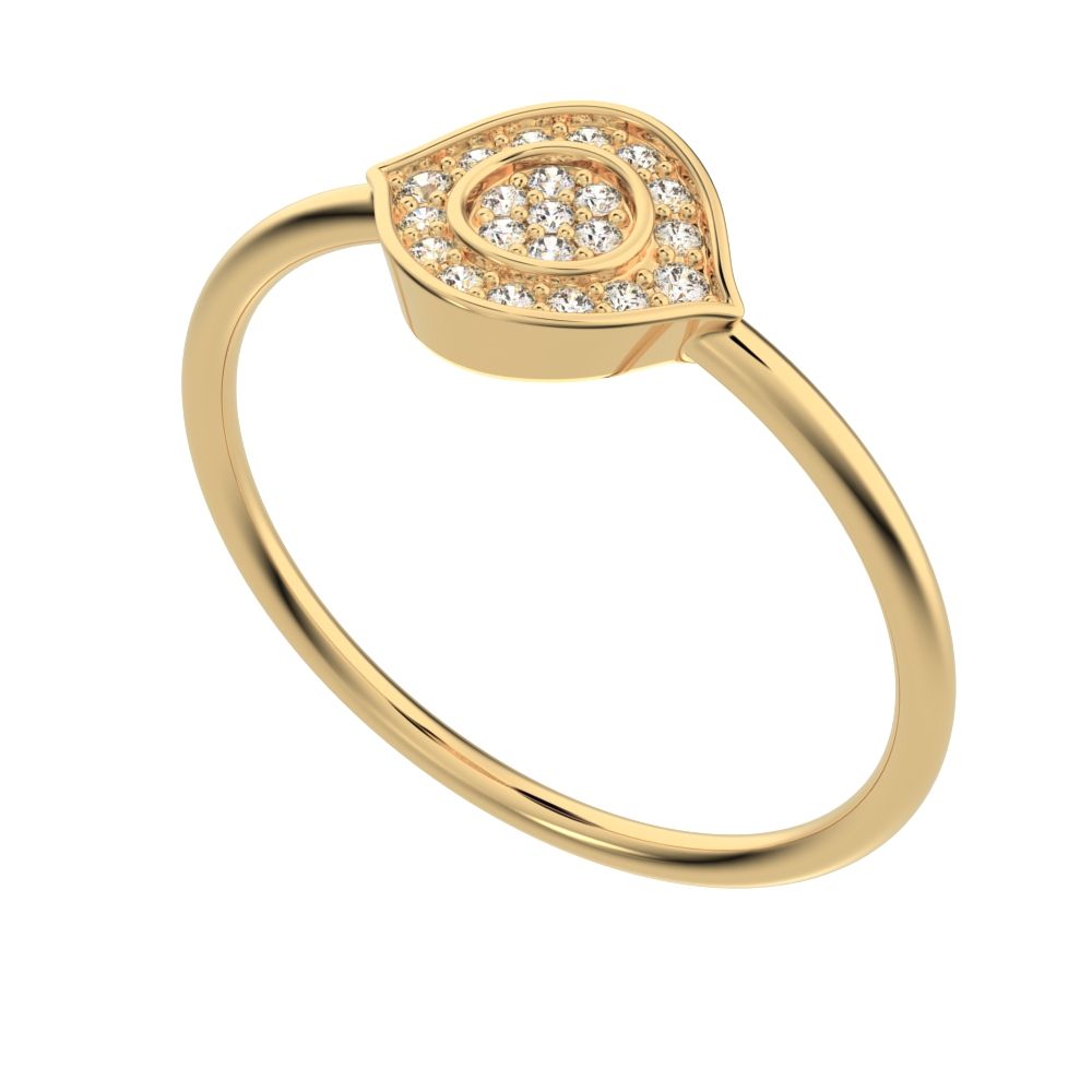 0.115 ct Round Cut Moissanite dainty Minimalist cluster eye halo light simple 14K / 18K Solid Yellow Gold everyday ring