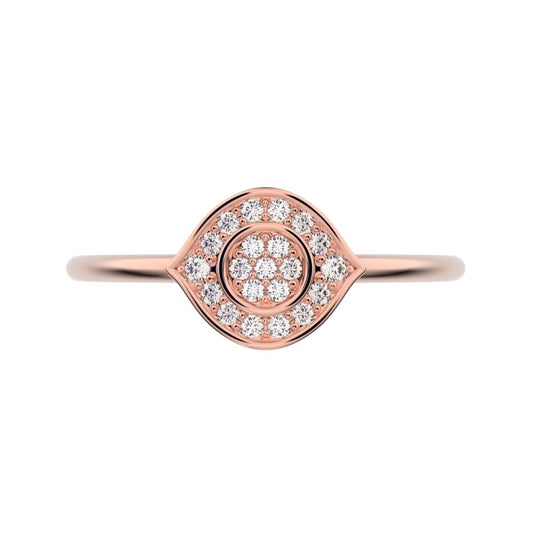 0.115 ct Round Cut Simulated Clear Diamond dainty Minimalist cluster eye halo light simple 14K / 18K Solid Rose Gold everyday ring