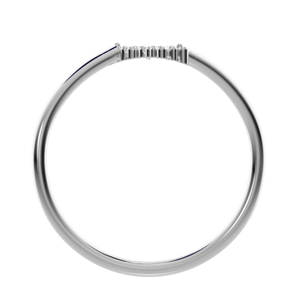 0.09 ct Round Cut Moissanite dainty Minimalist 3 stone bypass spiral light simple 14K / 18K Solid White Gold everyday ring