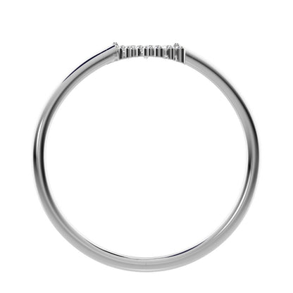 0.09 ct Round Cut Moissanite dainty Minimalist 3 stone bypass spiral light simple 14K / 18K Solid White Gold everyday ring