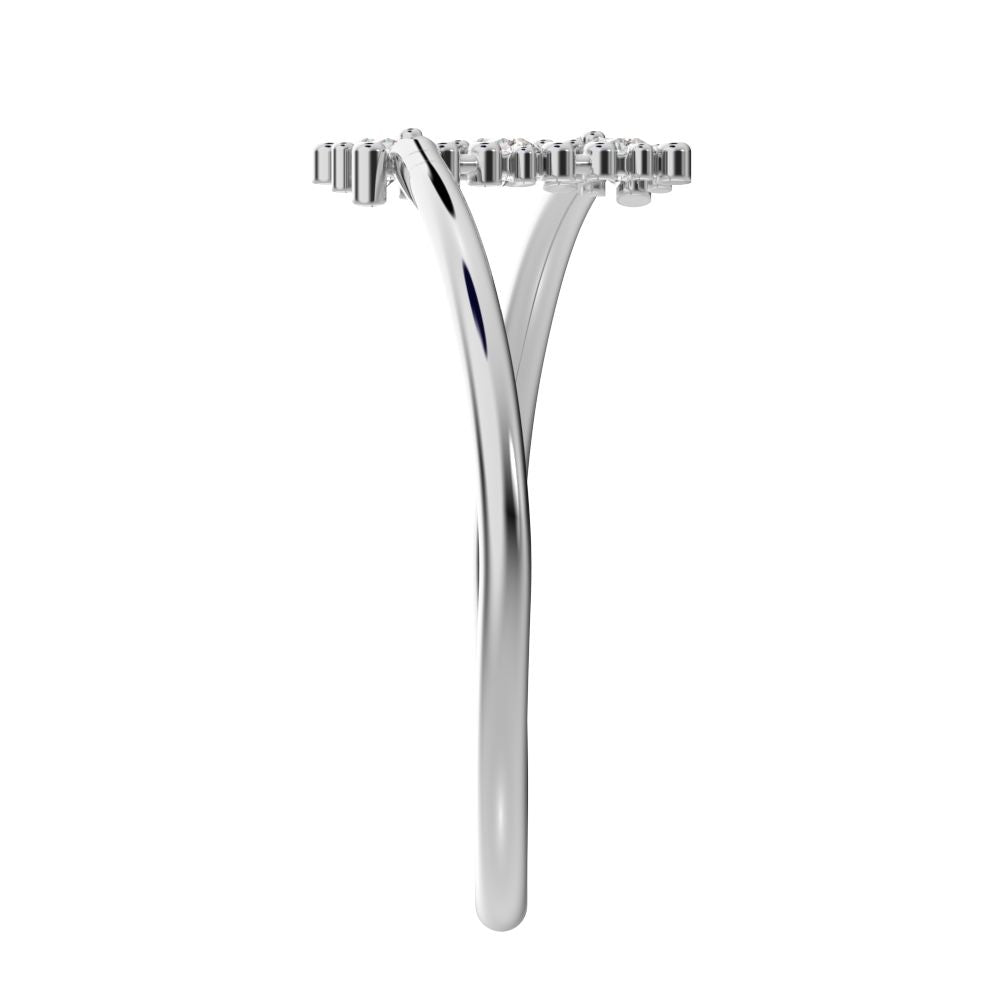 0.09 ct Round Cut Moissanite dainty Minimalist 3 stone bypass spiral light simple 14K / 18K Solid White Gold everyday ring