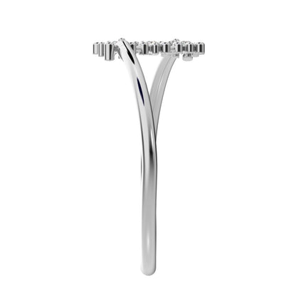 0.09 ct Round Cut Moissanite dainty Minimalist 3 stone bypass spiral light simple 14K / 18K Solid White Gold everyday ring