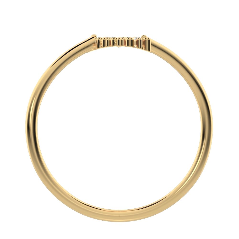 0.09 ct Round Cut Moissanite dainty Minimalist 3 stone bypass spiral light simple 14K / 18K Solid Yellow Gold everyday ring