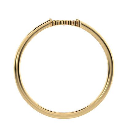 0.09 ct Round Cut Moissanite dainty Minimalist 3 stone bypass spiral light simple 14K / 18K Solid Yellow Gold everyday ring
