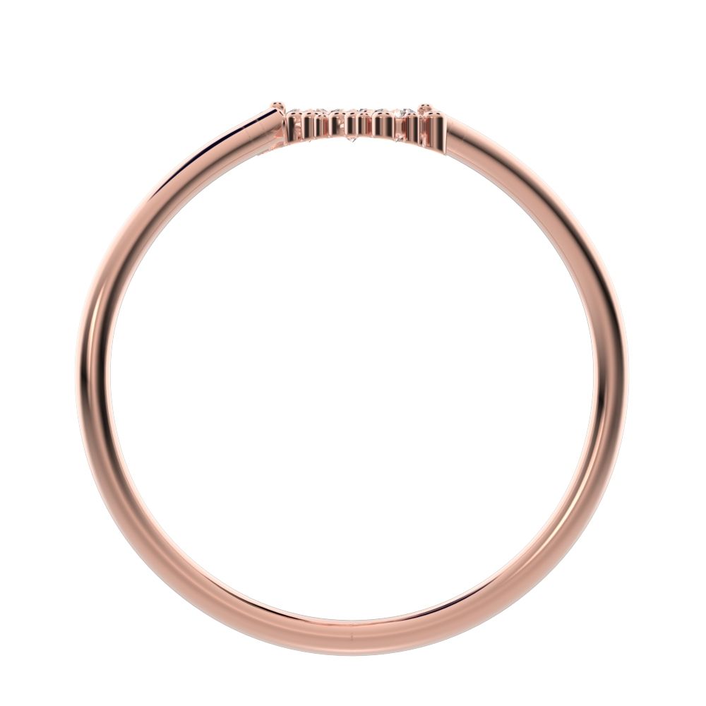 0.09 ct Round Cut Moissanite dainty Minimalist 3 stone bypass spiral light simple 14K / 18K Solid Rose Gold everyday ring