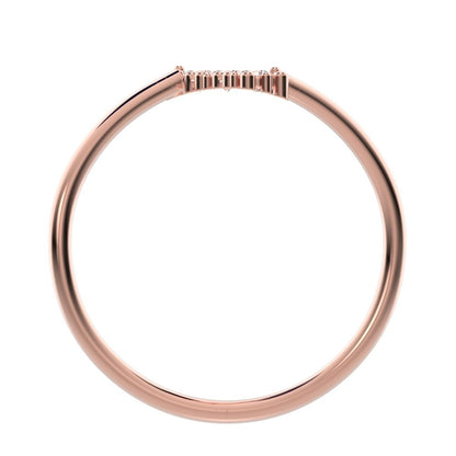 0.09 ct Round Cut Moissanite dainty Minimalist 3 stone bypass spiral light simple 14K / 18K Solid Rose Gold everyday ring