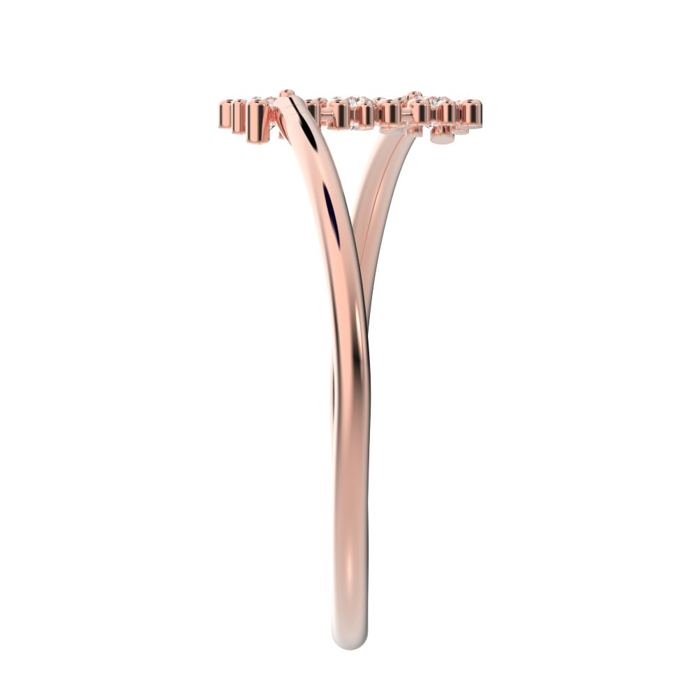 0.09 ct Round Cut Moissanite dainty Minimalist 3 stone bypass spiral light simple 14K / 18K Solid Rose Gold everyday ring