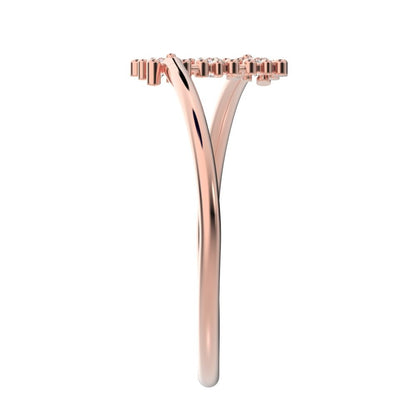 0.09 ct Round Cut Moissanite dainty Minimalist 3 stone bypass spiral light simple 14K / 18K Solid Rose Gold everyday ring