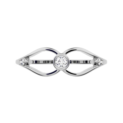 0.07 ct Round Cut Moissanite dainty Minimalist bezel eye openwork infinity 14K / 18K Solid White Gold everyday ring