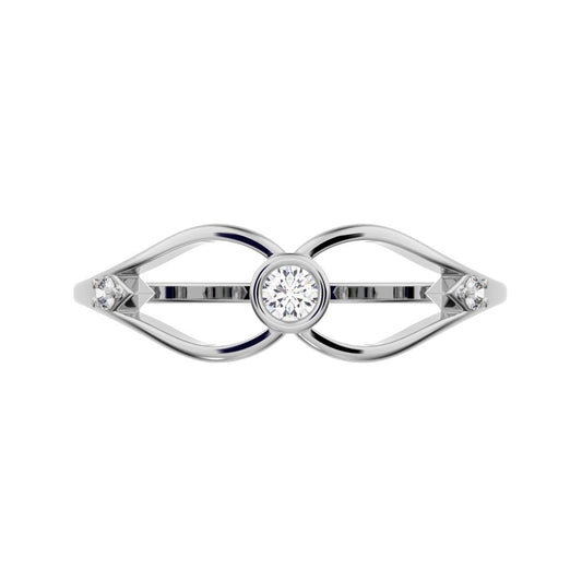 0.07 ct Round Cut Moissanite dainty Minimalist bezel eye openwork infinity 14K / 18K Solid White Gold everyday ring