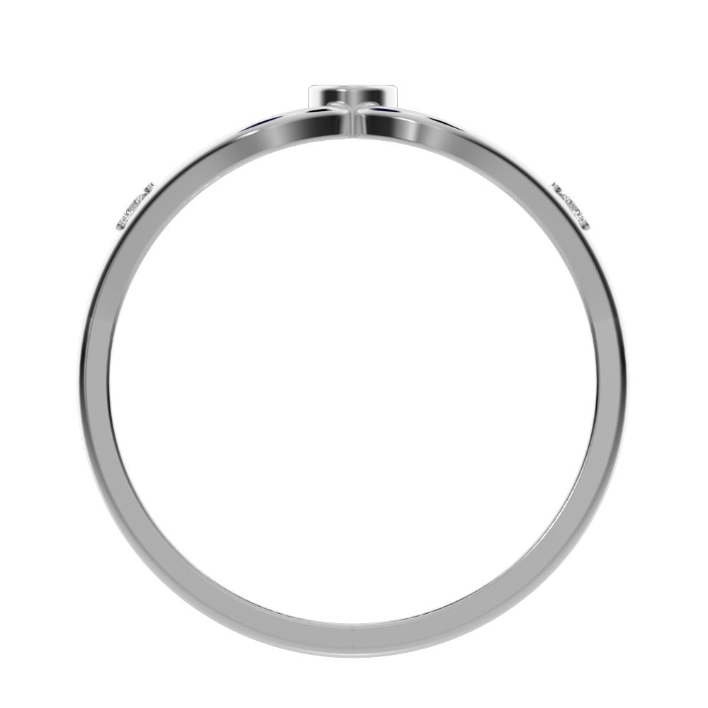 0.07 ct Round Cut Moissanite dainty Minimalist bezel eye openwork infinity 14K / 18K Solid White Gold everyday ring