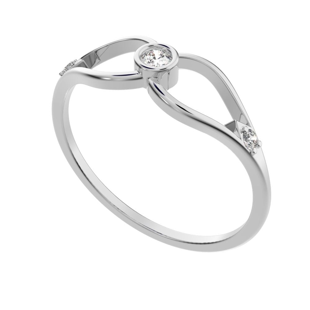 0.07 ct Round Cut Moissanite dainty Minimalist bezel eye openwork infinity 14K / 18K Solid White Gold everyday ring