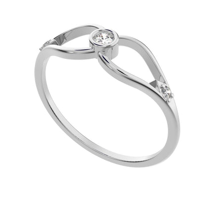 0.07 ct Round Cut Moissanite dainty Minimalist bezel eye openwork infinity 14K / 18K Solid White Gold everyday ring