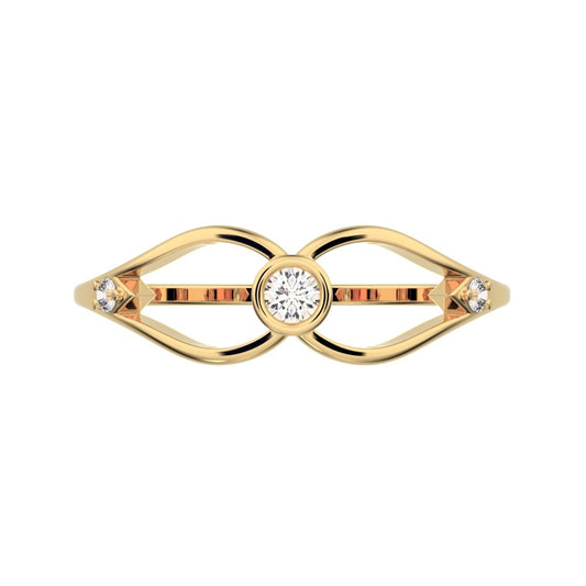 0.07 ct Round Cut Moissanite dainty Minimalist bezel eye openwork infinity 14K / 18K Solid Yellow Gold everyday ring