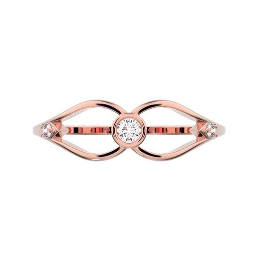 0.07 ct Round Cut Simulated Clear Diamond dainty Minimalist bezel eye openwork infinity 14K / 18K Solid Rose Gold everyday ring