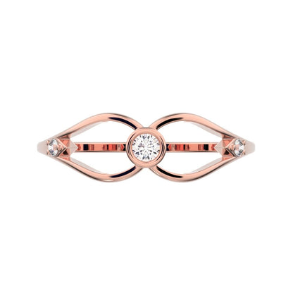 0.07 ct Round Cut Moissanite dainty Minimalist bezel eye openwork infinity 14K / 18K Solid Rose Gold everyday ring