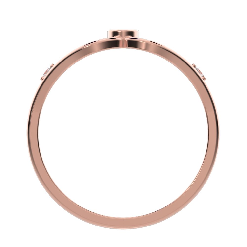 0.07 ct Round Cut Moissanite dainty Minimalist bezel eye openwork infinity 14K / 18K Solid Rose Gold everyday ring