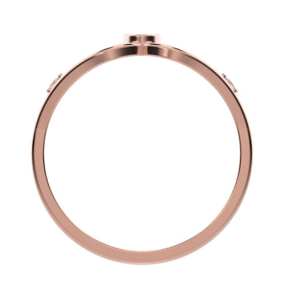 0.07 ct Round Cut Moissanite dainty Minimalist bezel eye openwork infinity 14K / 18K Solid Rose Gold everyday ring
