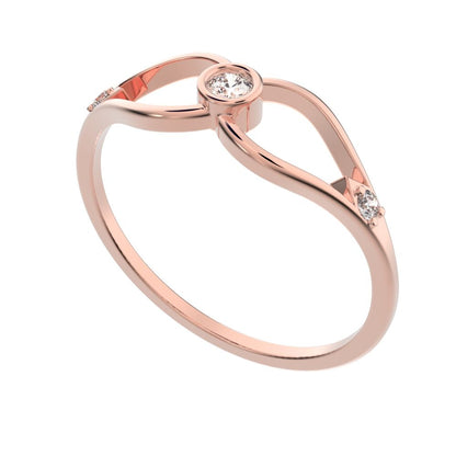 0.07 ct Round Cut Moissanite dainty Minimalist bezel eye openwork infinity 14K / 18K Solid Rose Gold everyday ring