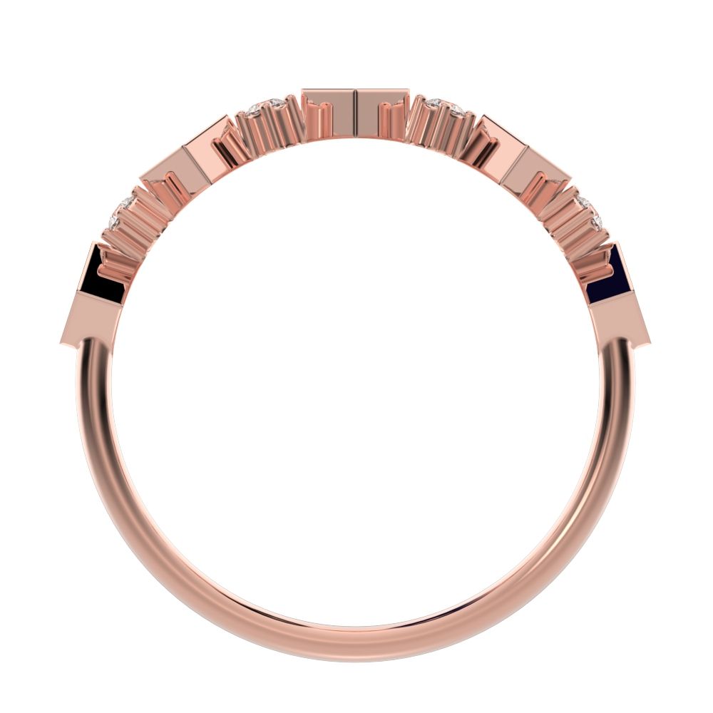 0.16 ct Round Cut Moissanite dainty Minimalist half eternity Stackable square knot 14K / 18K Solid Rose Gold everyday wedding band