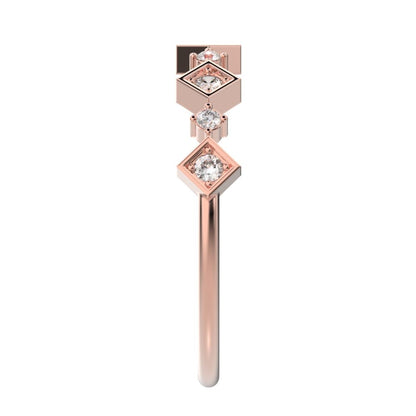0.16 ct Round Cut Moissanite dainty Minimalist half eternity Stackable square knot 14K / 18K Solid Rose Gold everyday wedding band