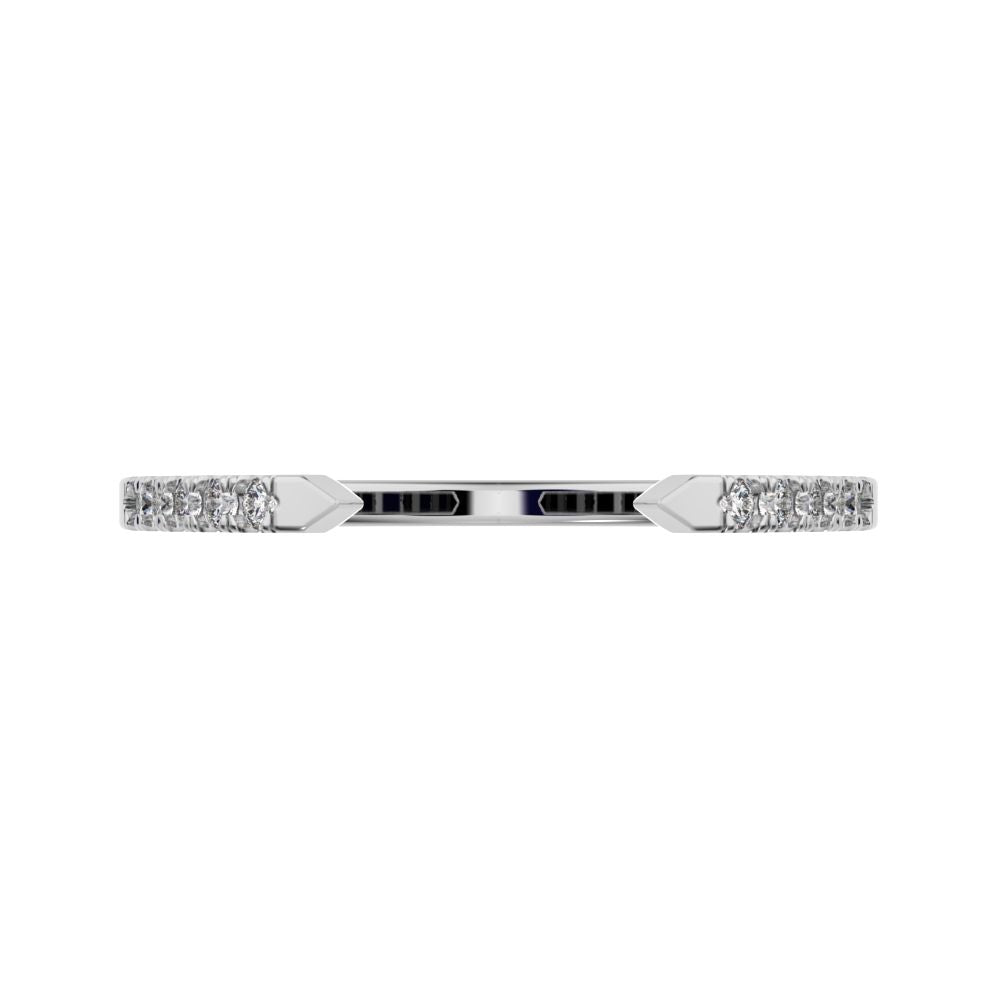 0.1 ct Round Cut Moissanite dainty Minimalist Stackable half eternity adjustable light 14K / 18K Solid White Gold everyday wedding band