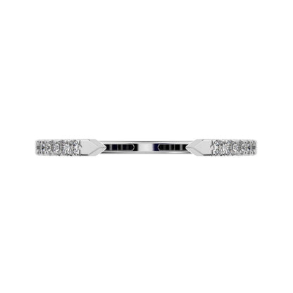 0.1 ct Round Cut Moissanite dainty Minimalist Stackable half eternity adjustable light 14K / 18K Solid White Gold everyday wedding band