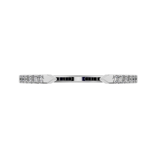 0.1 ct Round Cut Moissanite dainty Minimalist Stackable half eternity adjustable light 14K / 18K Solid White Gold everyday wedding band
