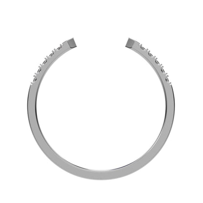 0.1 ct Round Cut Moissanite dainty Minimalist Stackable half eternity adjustable light 14K / 18K Solid White Gold everyday wedding band