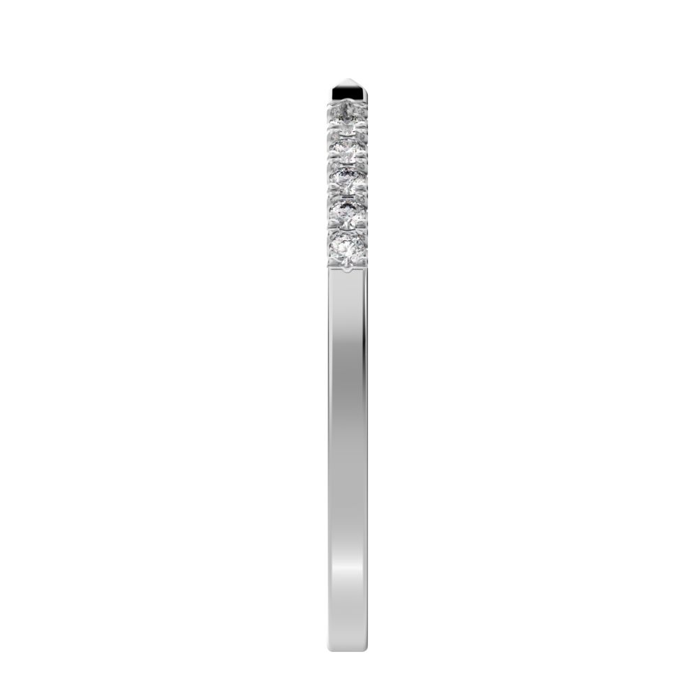 0.1 ct Round Cut Moissanite dainty Minimalist Stackable half eternity adjustable light 14K / 18K Solid White Gold everyday wedding band