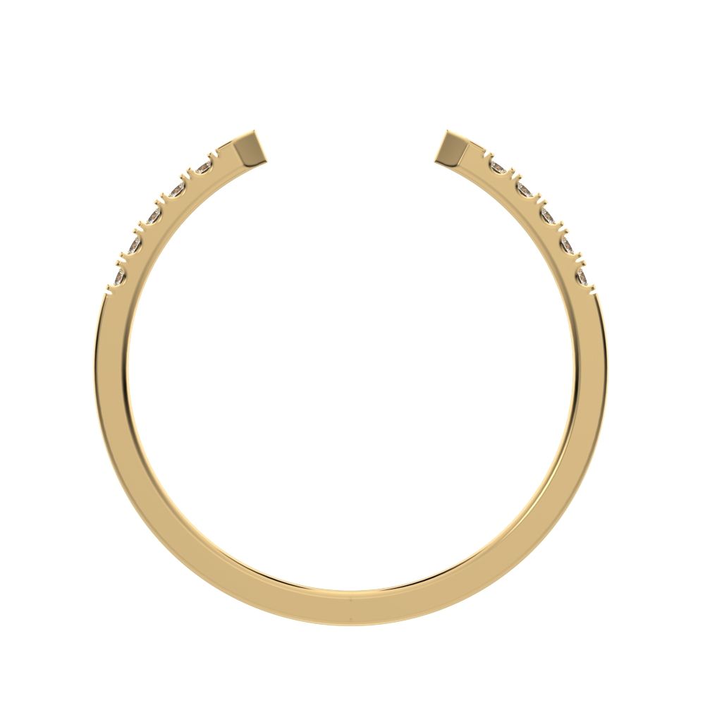0.1 ct Round Cut Moissanite dainty Minimalist Stackable half eternity adjustable light 14K / 18K Solid Yellow Gold everyday wedding band