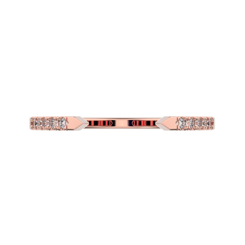 0.1 ct Round Cut Moissanite dainty Minimalist Stackable half eternity adjustable light 14K / 18K Solid Rose Gold everyday wedding band