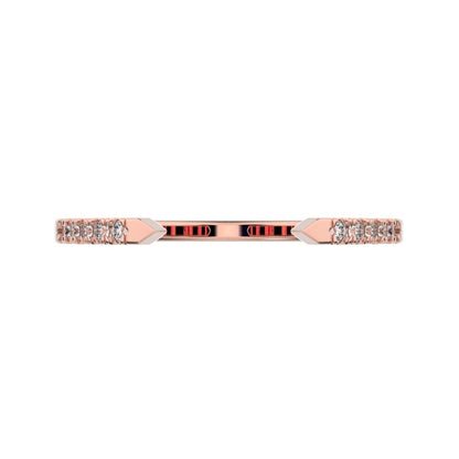 0.1 ct Round Cut Moissanite dainty Minimalist Stackable half eternity adjustable light 14K / 18K Solid Rose Gold everyday wedding band