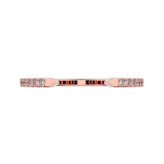 0.1 ct Round Cut Moissanite dainty Minimalist Stackable half eternity adjustable light 14K / 18K Solid Rose Gold everyday wedding band