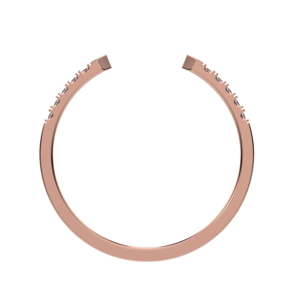 0.1 ct Round Cut Moissanite dainty Minimalist Stackable half eternity adjustable light 14K / 18K Solid Rose Gold everyday wedding band