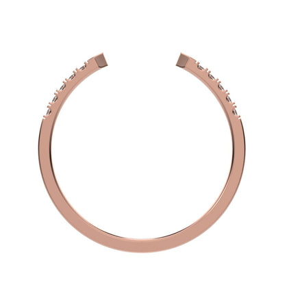 0.1 ct Round Cut Moissanite dainty Minimalist Stackable half eternity adjustable light 14K / 18K Solid Rose Gold everyday wedding band