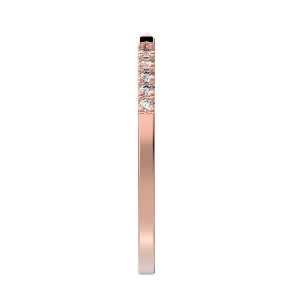 0.1 ct Round Cut Moissanite dainty Minimalist Stackable half eternity adjustable light 14K / 18K Solid Rose Gold everyday wedding band