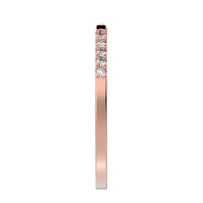 0.1 ct Round Cut Moissanite dainty Minimalist Stackable half eternity adjustable light 14K / 18K Solid Rose Gold everyday wedding band