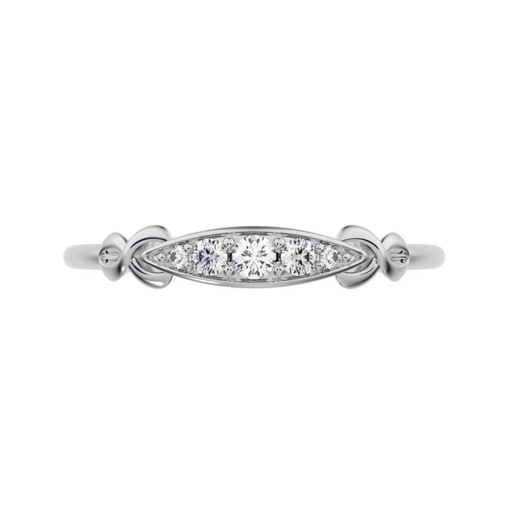 0.085Ct Round Cut Simulated Clear Diamond Minimalist Knot eye infinity Pav√© Stackable 14K / 18K Solid White Gold everyday wedding band